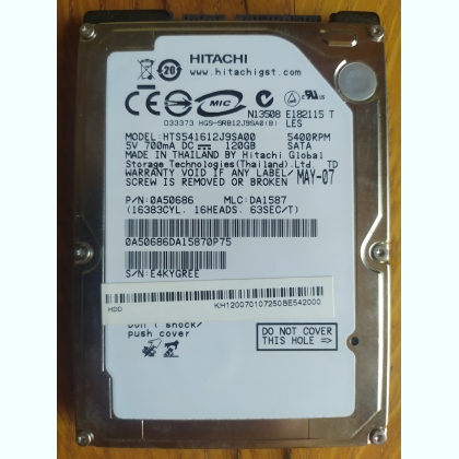 �������� ���� Hitachi HTS541612J9SA00 �� 120GB ����� 2.5 SATA